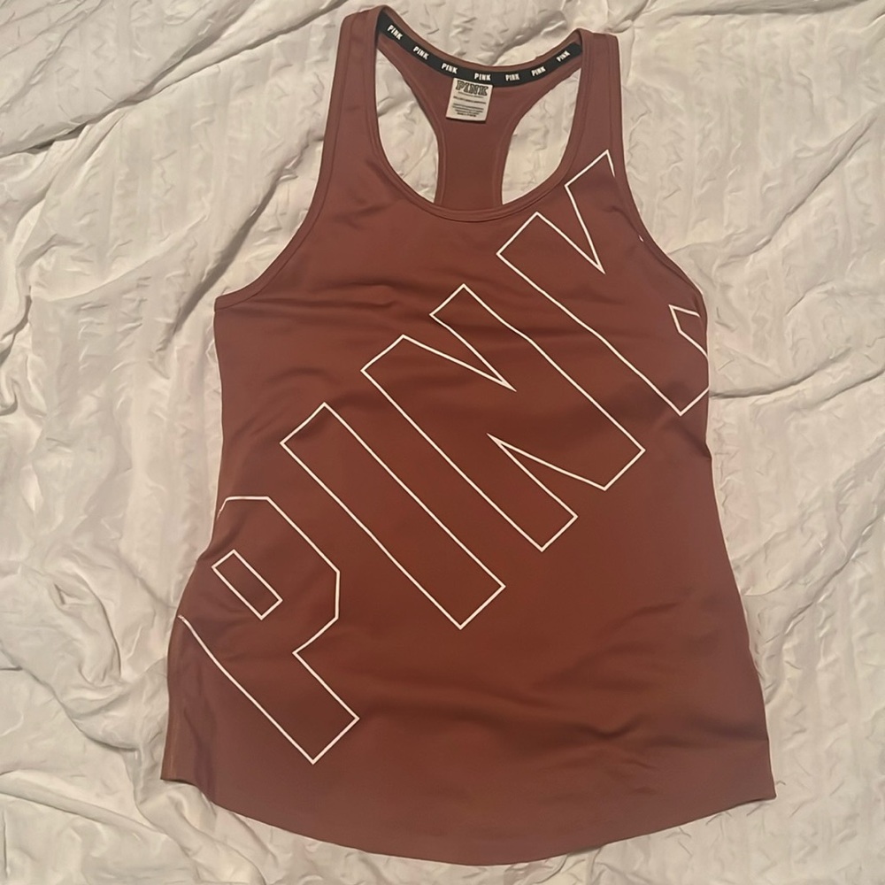 PINK taupe workout tank top